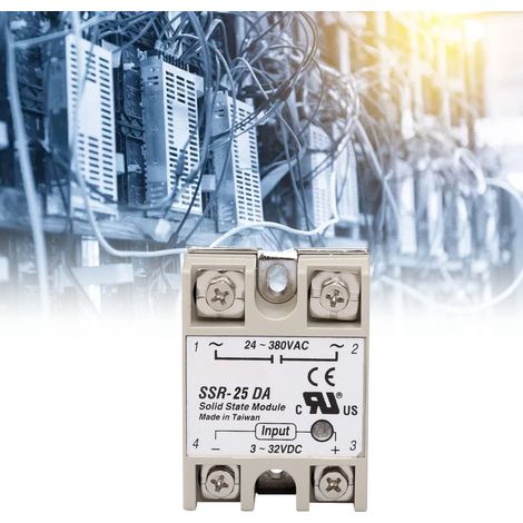 Einphasiges Halbleiterrelais 25DA, SSR-Modul ohne Rauschen oder Funken, für Leistungssteuerung, Laststeuerung, geräuscharm, 25A. (1/5)