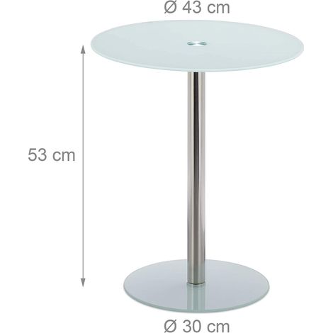 Mesa de centro auxiliar redonda diámetro 43 cm y cristal blanco 130002680