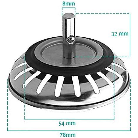 Poubelle pour évier de cuisine 78 mm – Passoire universelle en acier inoxydable, bouchon de panier escamotable, – Passe au lave-vaisselle, sans colmatage et sans déversement (1/4)