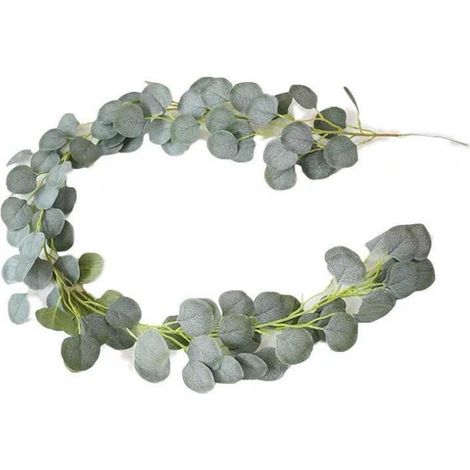 Plante artificielle verte, guirlande suspendue de feuilles d'eucalyptus artificielles en rotin, fausse plante grimpante, pour la maison, le jardin, les mariages, les fêtes, décoration vert foncé - RWP (1/5)