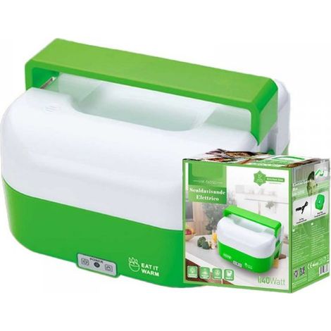 Scaldavivande Elettrico 1.6L 40W Riscalda Porta Pranzo Lunchbox con 4 Posti e 1 per Zuppa Compatibile per Auto e Casa 12V 220V Verde