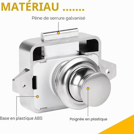 Push Button Latch Camping Car Push Button Latch Keyless Door Lock Furniture Clasp for Caravan Door Van Yacht Drawer Cabinet Cupboard Drawer Nickel (1/4)