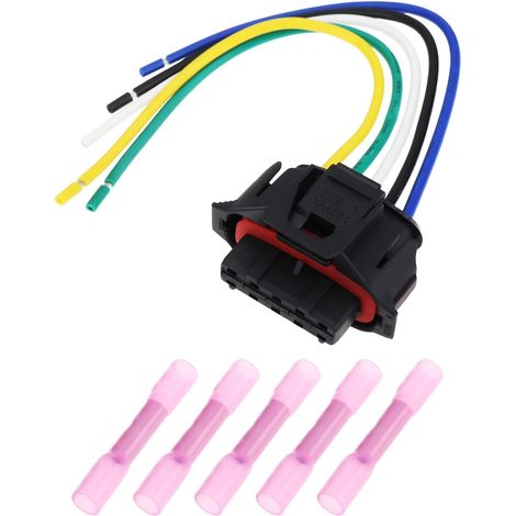 Set Mass Air Flow Sensor Connector Plug, 5-Pin 15cm Mass Air Flow Sensor Harness Repair Plug, Compatible with Alfa Romeo, Compatible with Fiat (1/5)