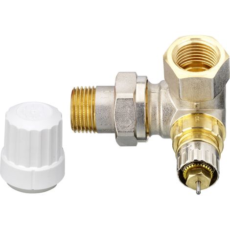 Danfoss – Corps angle gauche réglable thermostatique 15 1/2 – Raccord 1/2' – Installation sans outillage – Réglage précis du débit