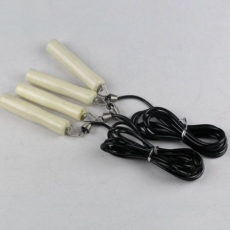 Corde à sauter lestée professionnelle avec poignée en bois PU et fil de roulement, équipement de fitness (1/5)