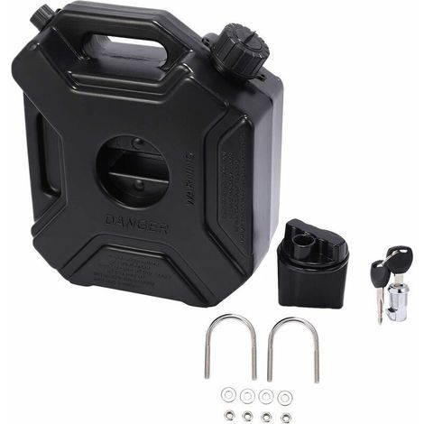 Serbatoio carburante nero da 5 litri - Per auto, moto - Con serratura e chiave (1/4)
