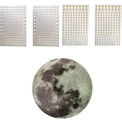 Stickers muraux lumineux Lune et étoiles PVC autocollants et