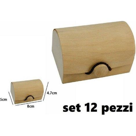 TrAdE Shop Traesio - Set 12 Scatole Box Astuccio In Legno Decoupage Portagioie Cofanetto 53488a -