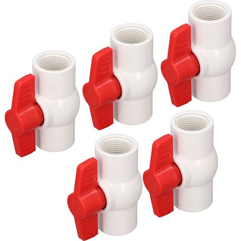 Robinet à bille PVC 5 pièces poignée plate pour alimentation en eau piscine 32mm/1,3in vanne d'arrêt (1/5)