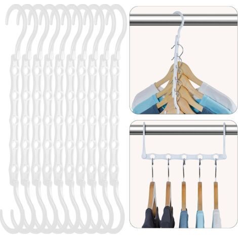 House Day Lot de 20 cintres Magiques Blancs en Plastique pour économiser de l'espace et Ranger Les vêtements - Cintres Multiples Robustes pour vêtements Lourds, dortoir, Chambre à Coucher, Maison, (1/5)