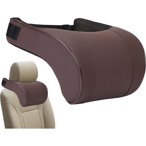 Nackenkissen fürs Auto – Nackenkissen aus Kunstleder für die Kopfstütze – Autositzkissen aus PU-Leder, langsame Rückstellung, universelle Kopfstütze, Schaumstoff, für lange Fahrten (1/5)