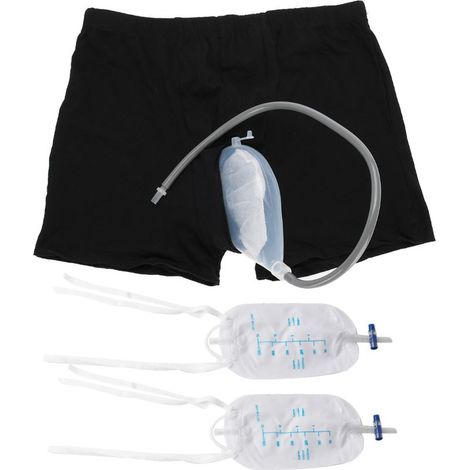 Sac collecteur d'urine réutilisable pour hommes avec entonnoir en silicone et cathéter (1/5)