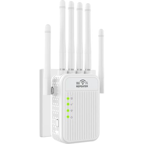 KLVGTIFS PU - Aimoonsa – Répéteur WiFi puissant 300 Mbps – 6 antennes externes – Couverture jusqu'à 1200 m² – 2 ports Ethernet – Installation facile (1/5)