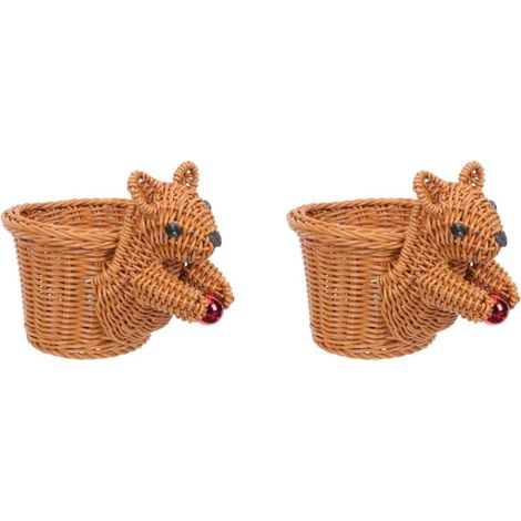 2 Pièces Corbeille de fruits écureuil panier de fruits kitchen storage basket stockage corbeille à panier de récolte panier de collation panier tressé Plastique Réutilisable (1/5)