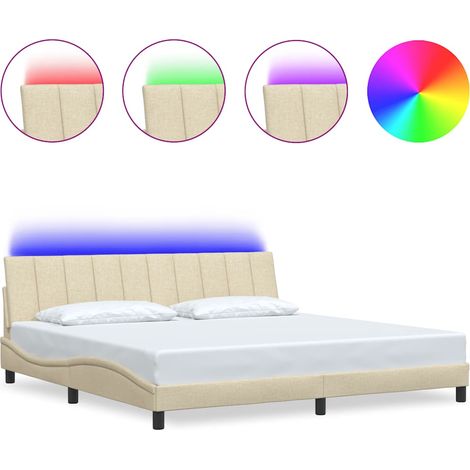 Maison Exclusive - Cadre de lit sans matelas Hanko crème 200x200 cm tissu (1/5)