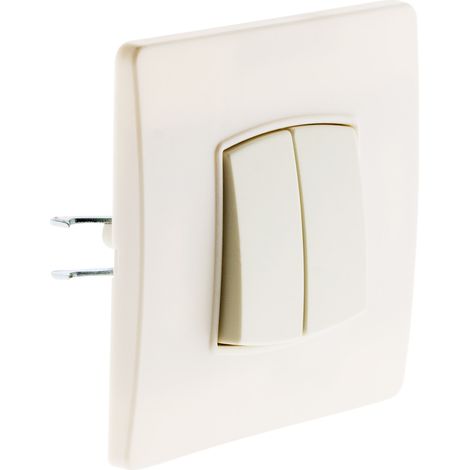 Interrupteur double va-et-vient 10A – Bornes automatiques – Fixation à vis et griffes – Compatible avec boîtes d'encastrement standards – Diwone (1/5)