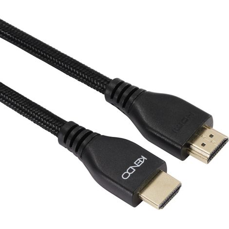 KENDO HDMI 2.1 Kabel 8K 1,5m, schwarz, Gewebe, Ultra High