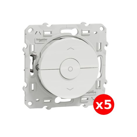 Schneider - Odace 2011 - LOT de 5 Interrupteurs volets-roulant montu00e9e/descente/stop - Blanc - Ref. : S520208x5 (1/5)