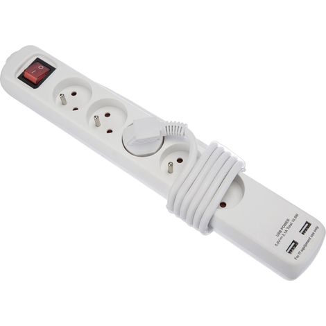 Voltman DIO013038 - Ciabatta multipresa, 5 prese da 10/16 A, 2 porte USB, con interruttore (1/4)