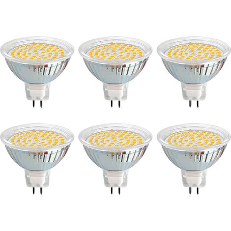GU5.3 LED Bulb 12V 3W Warm White 3000K, Ø50mm, Equivalent to GU5.3 30W, 500LM, AC/DC 12V MR16 GU5.3 LED Recessed Spotlight for Outdoor Garden/Entrance/Patio, Non-dimmable, Pack of 6 [Energy Class A+] (1/5)