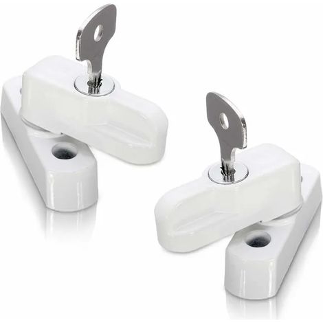 Bloqueurs de sécurité pour portes et fenêtres PVC, verrous de châssis blancs, antidérapants, compatibles portes françaises, lot de 2 (1/5)
