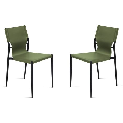 Sedia in simil cuoio Verde con struttura in metallo Nero SVEVA 2 sedie (1/5)