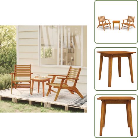 Mobilier de bistro 3 pcs Bois d'acacia solide - Ensemble De Bistro - Mobilier De Jardin - Salon De Jardin - Bois D'acacia - Meuble De Jardin (1/5)