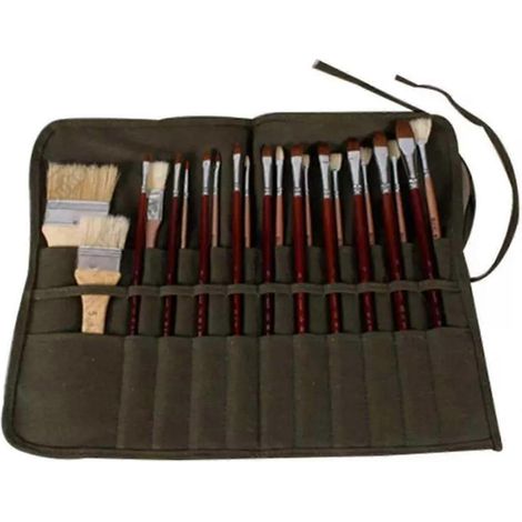 Paint Brush Bag - Artist, 22 Slots, Roll-Up, Canvas Pouch, for Watercolor, Oil Painting Brushes (1/4)