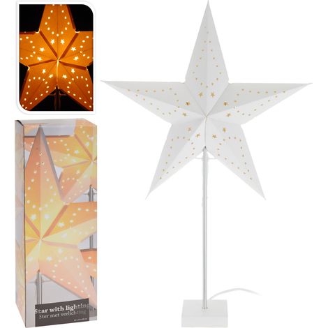 LED Tischlampe Weihnachtsstern weiß - 68 x 44 cm - Fenster Tisch Deko Steh Lampe Stern