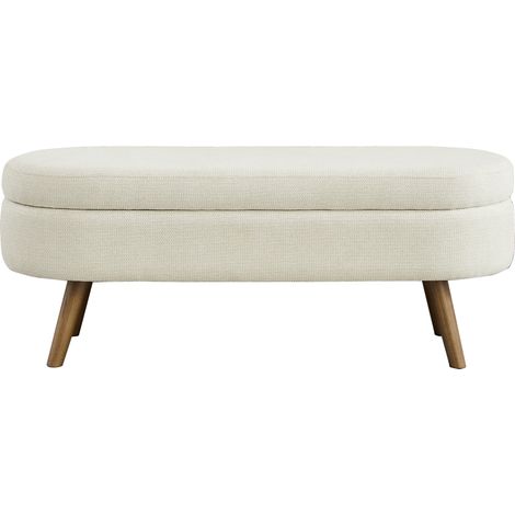 Banco con almacenaje de 110 cm en chenilla beige con estructura de MDF HOMVRA (1/5)