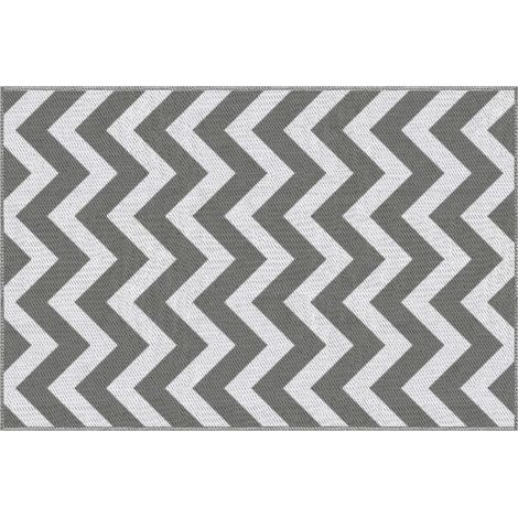 Tappeto da esterno impermeabile in polipropilene 121 x 182 cm grigio chiaro e bianco per balcone (1/5)