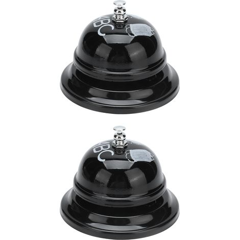 2Pcs Cloche de Service - Son Cristallin, Design Classique, Base Antidérapable pour Hôtel, Restaurant ou Maison (Noir) (1/5)