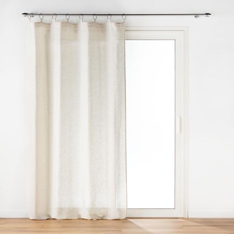 Lot de 2 rideaux a anneaux 140 x 240 cm polyester/lin uni Pauline (1/4)