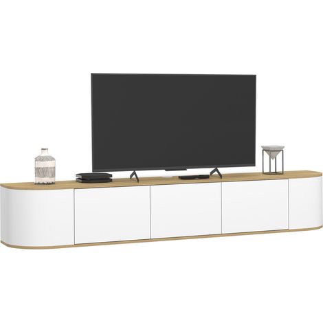 Mobile TV sospeso LEORA 180 cm a 3 ante in legno e bianco (1/5)