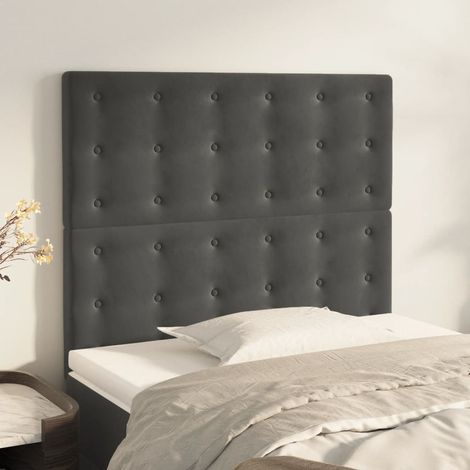 2 pcs Têtes de lit pour lit adulte, Tableau décoratif de chevet Gris foncé 100x5x78/88 cm Velours SDG25818 (1/5)