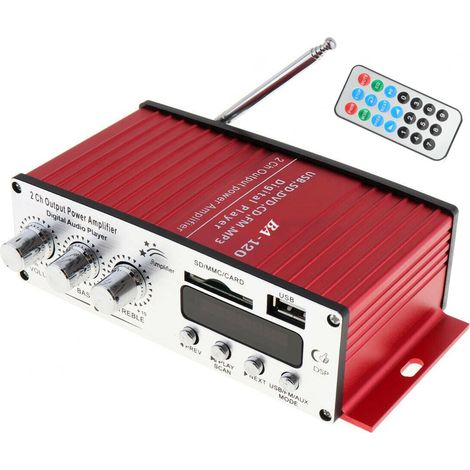 Amplificatore audio bluetooth 12V casa auto 2 canali 40W RMS telecomando BT-120