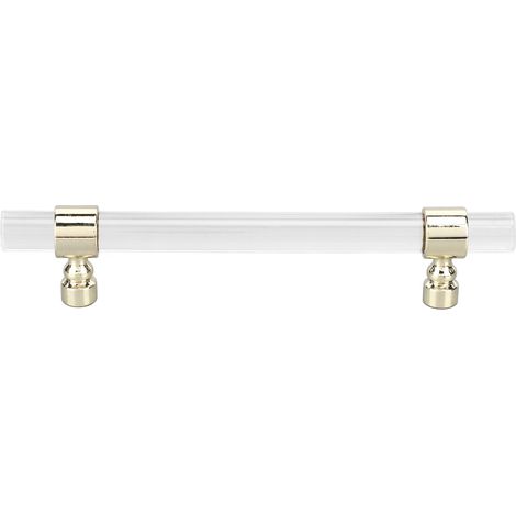 Poignée de tiroir transparente en acrylique cristal, facile à installer, pour armoires, tiroirs et commodes B01277S, entraxe 96 mm, couleur or (1/5)