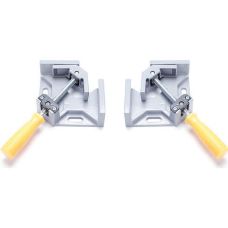 2 Pcs 90° Angle Clamp, Aluminum Alloy Corner Clamp Right Angle Welding Clamp with Adjustable Swivel Jaw, for Carpenter Tools, Carpenter Welding (Gray) (1/5)
