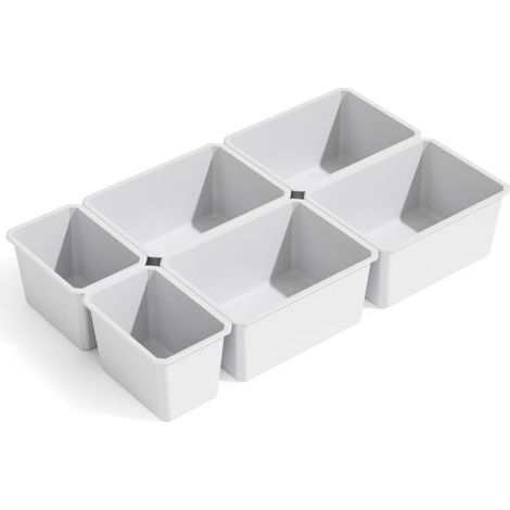 Emuca Kit de 6 bacs organisateurs pour tiroirs de salle de bains Tidy, en plastique, blanc - talla (1/5)