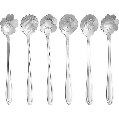 Cuillère courte en acier inoxydable, mignonne et créative, cuillère à café, cuillère à dessert en forme de fleur