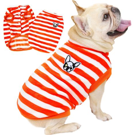 1 pull pour chien, en polyester, chaud et doux, motif floral, orange, taille M à XXL (1/5)