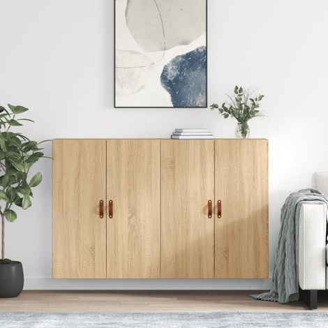 Bois d'ingénierie - vidaXL Armoires murales 2 pcs chêne sonoma 69,5x34x90 cm - Rangement intérieur (1/5)