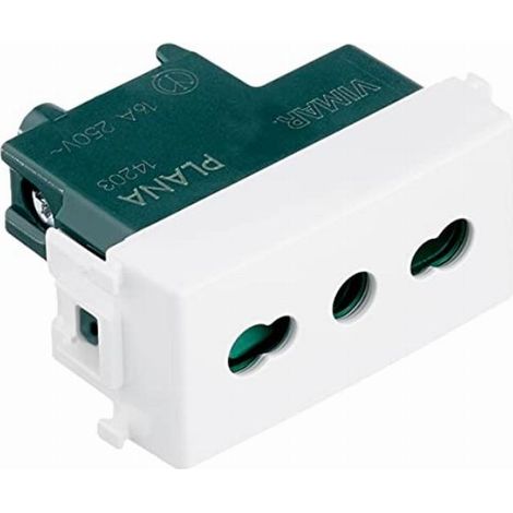 VIMAR 0R14203 Plana Bpresa con protezione Sicury 2P+T 16A standard italiano tipo P17/11, bianco (1/3)