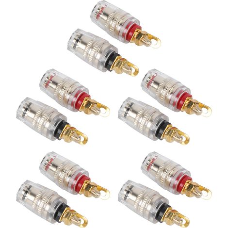 10 bornes de connexion plaquées or pour amplificateur de haut-parleur (fiches bananes) (1/5)