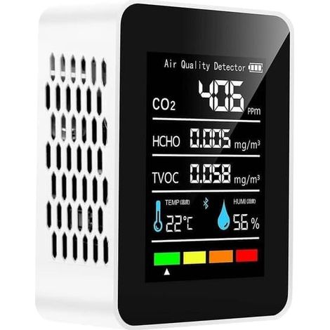 Appareil 5 en 1 : mesureur de dioxyde de carbone, testeur numérique de température et d'humidité, détecteur de dioxyde de carbone, moniteur de qualité de l'air, analyseur de COVT et de HCHO (1/5)