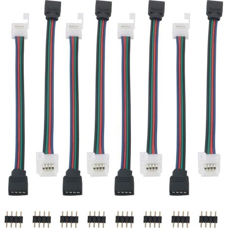 Connecteur RGB 4 Broches - Câble d'Extension LED Pour Bande 5050 10mm - Adaptateur Strip