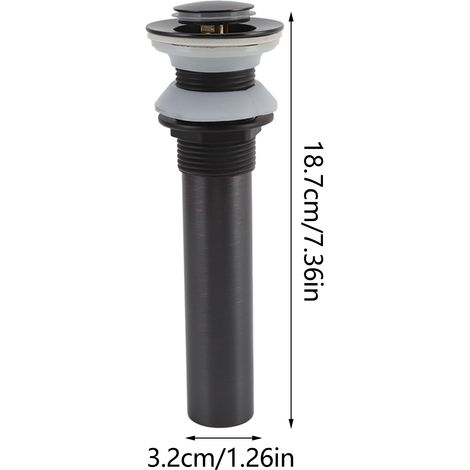 Waschbecken aus Messing und Edelstahl, mit Druckknopfverschluss, ohne Überlauf, Ablaufgarnitur für 41–50 mm Waschbecken mit Hebestange (1/5)