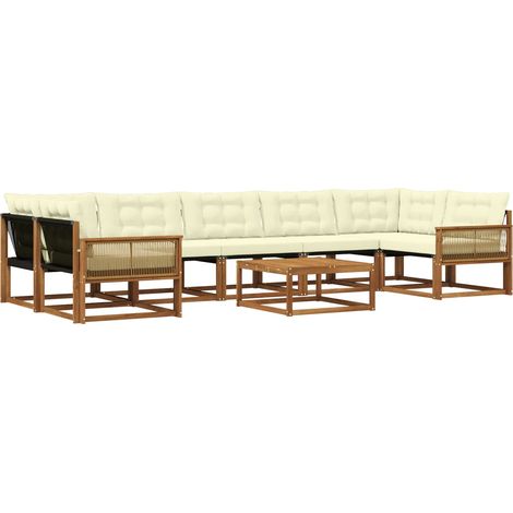 Conjunto de sofás de exterior con cojín 8 pcs Natural y Crema vidaXL (1/5)