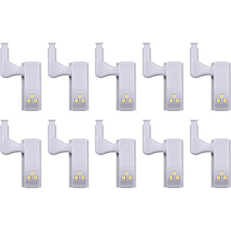 10 PCS LED Capteur Charnière Lumière Lampe pour Armoires De Cuisine Placard Placard Armoire (lumière blanche) (1/5)