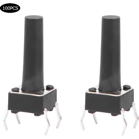 100 interrupteurs tactiles momentanés mini boutons poussoirs plastique technique DC12V 50mA DIP 6x6x15mm (1/5)